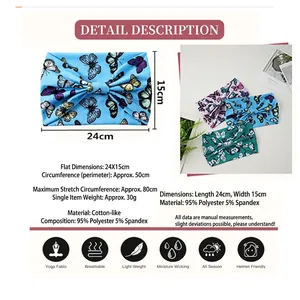Elastic floral wide headband for women yoga sports made of breathable polyester spandex fabric