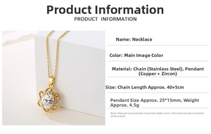 Détail du collier solaire en acier inoxydable avec pendentif fleur et dimensions