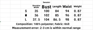 Tabella delle taglie per abito corto in maglia a trama con misure S, M, L e dettagli del materiale