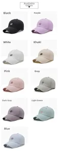 Collection of breathable quick-dry baseball caps in nine various colors with logo embroidery