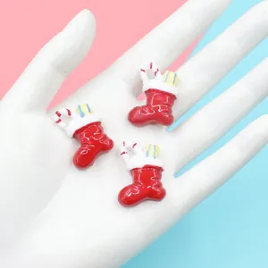 Christmas Stocking Miniature Resin Charms DIY Accessories For Phone Case Decoration Festive Crafting Cute Holiday Gift Decor