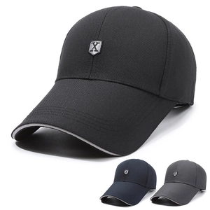 Casquette De Baseball Pour Hommes Coton Polyester Visière Allongée Protection Solaire Pêche Extérieure Bouclier X Brodé Réglable