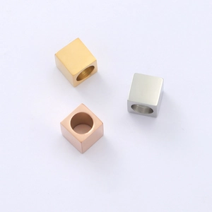 Three square spacer beads in gold, silver, and rose gold finishes for DIY bracelets