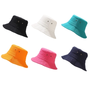 Classic cotton bucket hats in six vibrant colors with breathable eyelets for sun protection