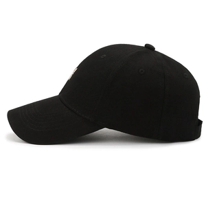 Classic black cotton baseball cap with H embroidery and adjustable strap for sports