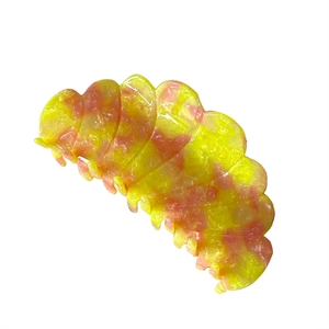 Pink and yellow marbled acetate hair claw clip for elegant women styling and updos