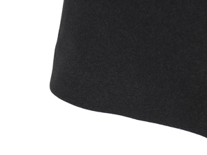 Detailed macro view of black puff sleeve fabric texture and high-density matte synthetic material