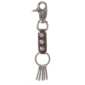 Vintage Skull Leather Keychain For Men Punk Alloy Cowhide Key Ring With Multi Hooks Automotive Creative Waist Hanging Accessories