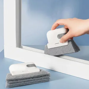 2-in-1 window groove cleaning brush with scouring pad for tracks and gaps