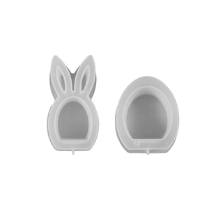 DIY rabbit and egg shape silicone mold set for resin candle holders and plaster bases