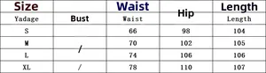 Size guide for women's sequin straight trousers including waist, hip, and length measurements