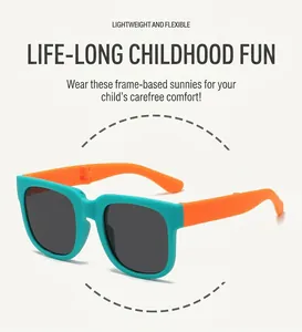 Detail of teal and orange foldable square frame sunglasses showing lightweight design