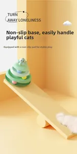 Detail of 3-layer interactive cat track toy with colorful rolling balls and non-slip base