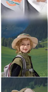 Detail of khaki sun hat featuring breathable sweatband and adjustable windproof chin strap