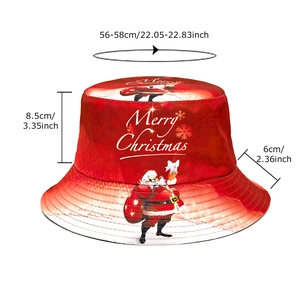 Christmas fisherman hat with Santa print and Merry Christmas text in festive red