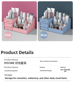 Detail specifications of the drawer-style eco-friendly PP makeup organizer with partitions