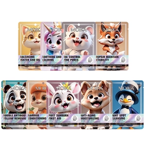 Cartoon animal facial masks set for hydrating and firming skincare featuring 9 cute patterns