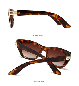 Detailansicht der quadratischen Schildpatt-Sonnenbrille mit goldenen Scharnieren
