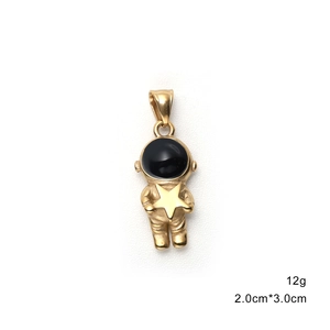 Golden astronaut pendant with star detail 2.0x3.0cm size and 12g weight measurement