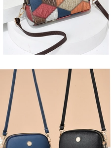 Detail of color-block and solid crossbody bags with leather textures and gold hardware