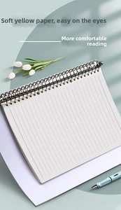 Close-up of A5 loose-leaf notebook paper with horizontal lines and dual metal coil binding