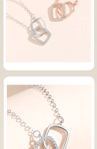 Detailed view of S925 sterling silver interlocking square rings with cubic zirconia stones