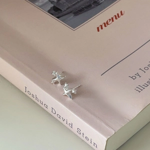 Minimalist S925 sterling silver star-shaped stud earrings in a sleek metallic finish