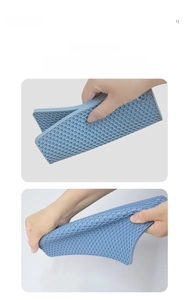 Flexible blue honeycomb silicone mat showing strong pulling and bending durability
