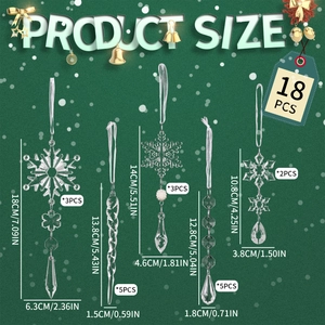 Acrylic Snowflake Icicle Christmas Tree Hanging Ornaments Crystal Clear Winter Holiday Decorations For Home Party