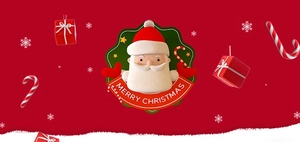 3D rendering of Merry Christmas gift tags featuring Santa Claus and festive holiday elements