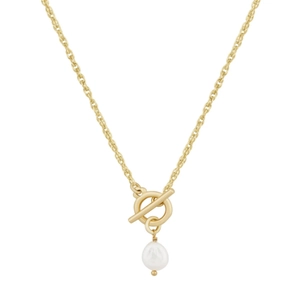 Minimalist S925 sterling silver necklace with OT buckle and white pearl pendant