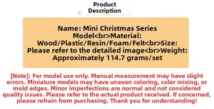 Detailed specs card for wooden miniature dollhouse Christmas door diy craft model kit