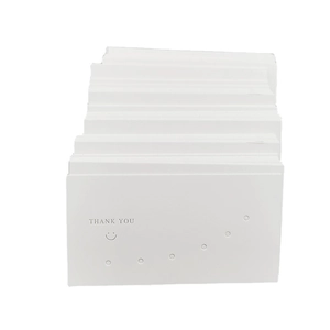 White jewelry display cards for earrings and necklaces with Thank You print