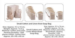 Detailed comparison of small cotton linen soap bags with drawstring and wooden beads