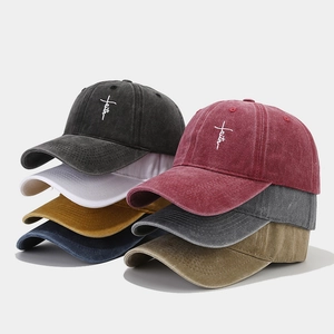 Unisex washed cotton baseball caps with cross faith embroidery in multiple colors