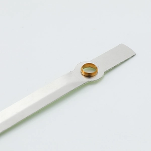 Luminous quartz clock hand set with precision silver metal finish and brass center bushing