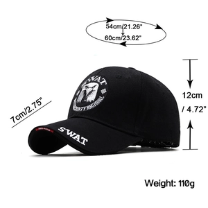 Casquette de baseball tactique noire avec broderie aigle SWAT et sangle réglable plein air