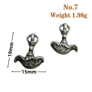 Tibetan style silver Vajra bell pendant with vintage cloud pattern relief, 19x15mm size