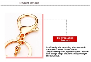 Detail view of the eco-friendly gold-plated metal cherry keychain with hollowed-back design