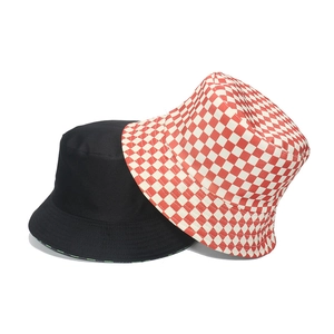 Checkered and solid black fisherman hats for sun protection in minimalist set