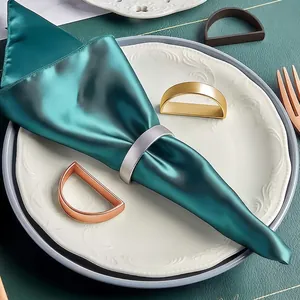 Modern semi-circle metal napkin rings set in gold, silver, rose gold and black finishes