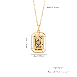 Detailed size chart for gold stainless steel The Hermit tarot card pendant necklace