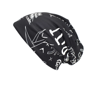 Graffiti Print Slouchy Beanie Hat Letter Pattern Knit Cap Hip Hop Streetwear Style For Men Women Casual Fashion