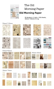 Detail of 100pcs vintage newspaper craft paper stickers with 50 distinct retro designs