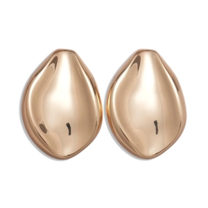 Polished rose gold leaf earrings with a minimalist irregular teardrop design for women