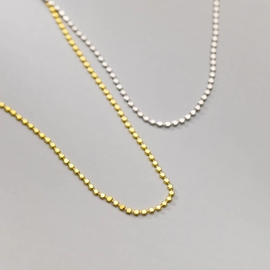 Minimalist S925 sterling silver flat disc chain necklace in gold and silver finishes