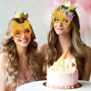 Golden glitter Hawaii party glasses and crowns for birthday summer photography props