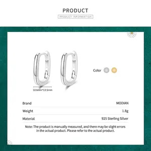 Elegant S925 sterling silver geometric hoop earrings in silver and rose gold colors