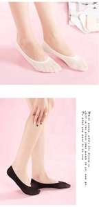 Detail of ultra-low cut invisible lace boat socks in black and beige for summer