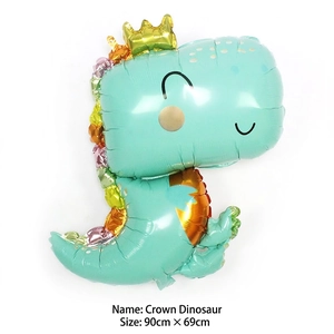 Mint green crown brachiosaurus foil balloon for dinosaur theme birthday 90x69cm